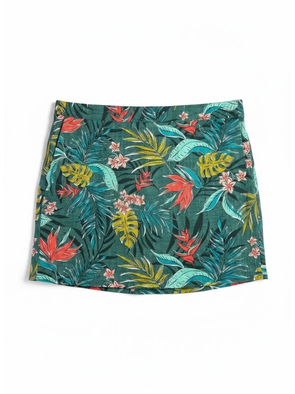 RipSkirt Tropical Flower Wrap Skirt Green Orange Travel Resort Size XL
